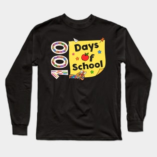 Groovy Art Teacher 100 Days Of School Teachers Students Long Sleeve T-Shirt